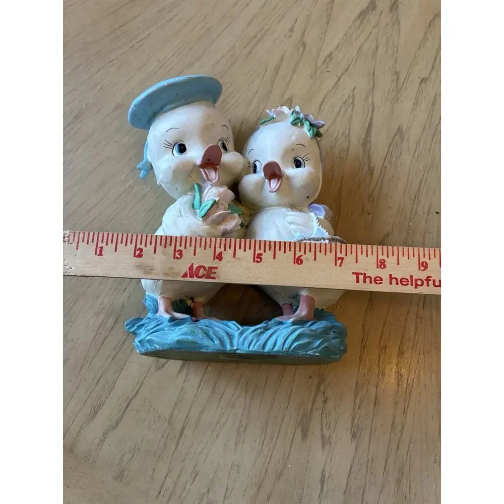 VTG Easter Chicks Sailor Boy & Girl Figurine Love Flowers Basket Spring Decor